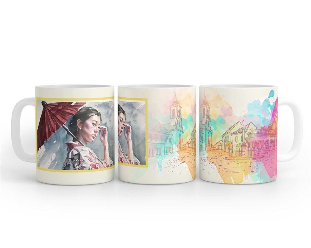 Buy Artistic City Painting Background Design Photo Mug Printing Online at Zapvi