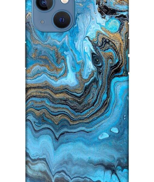 Unique Turquoise Acrylic Marble Apple Iphone 13 Back Cover